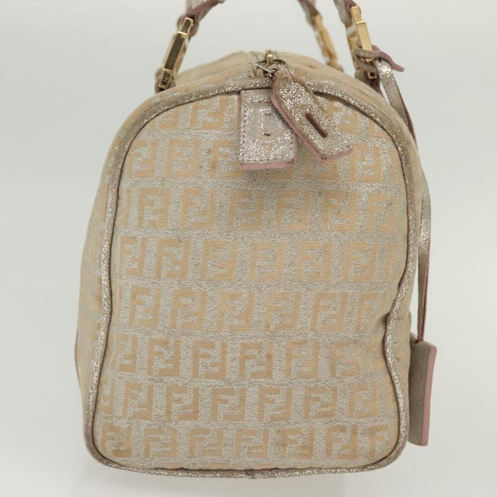 FENDI Zucchino Canvas Hand Bag Silver Gold - Picture 5 of 13
